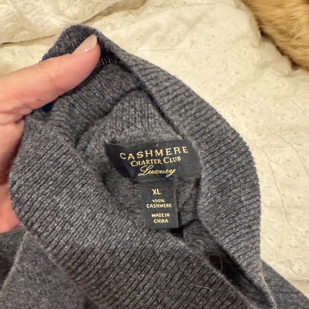 Charter Club Dark Gray Cashmere Turtleneck Sweater